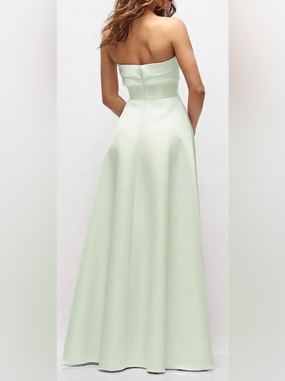 NEW Alfred Sung Bow Strapless twist cuff neck gown mint green D888 sz 12 - Picture 2 of 10